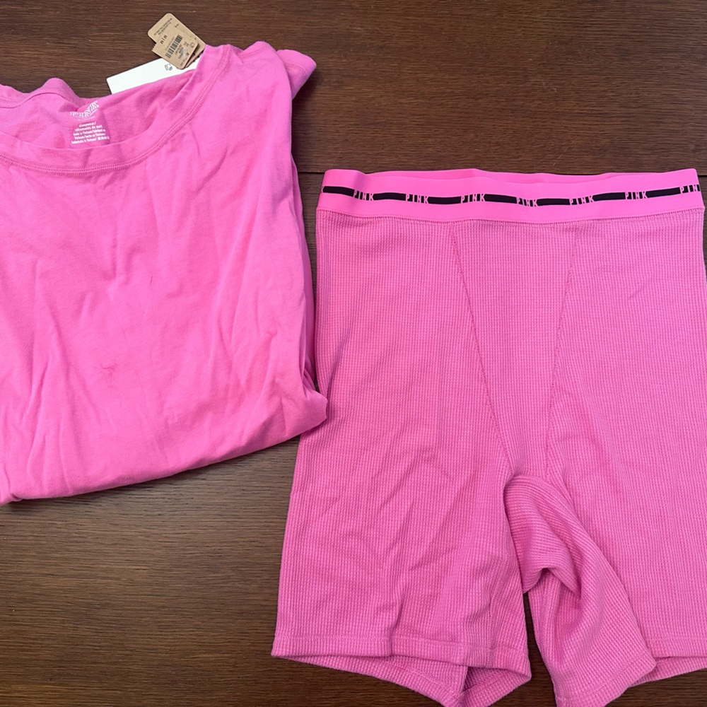 VS Pink Boxer Pajama Set